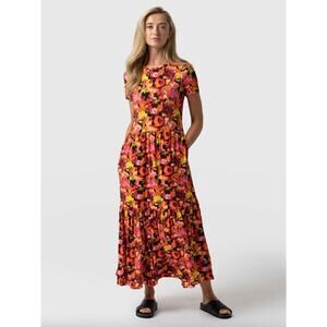 Saint + Sofia Floral Maxi Dress L Greenwich Bright Bold NWT